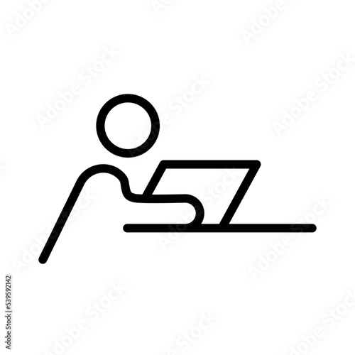 Icono de persona trabajando en la computadora. Trabajo y estudios. Ilustración vectorial
