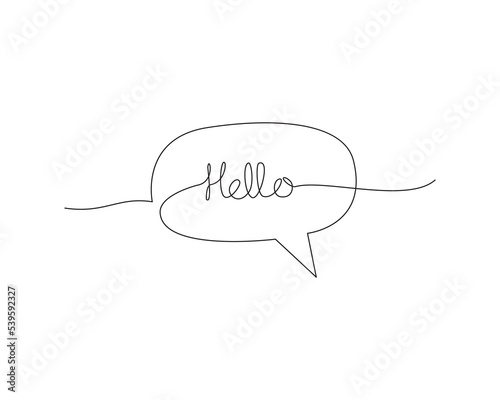 hello speech bubble continuous single line vector illustration