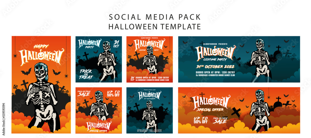 Set of vector Halloween banners Set of vector Halloween banners