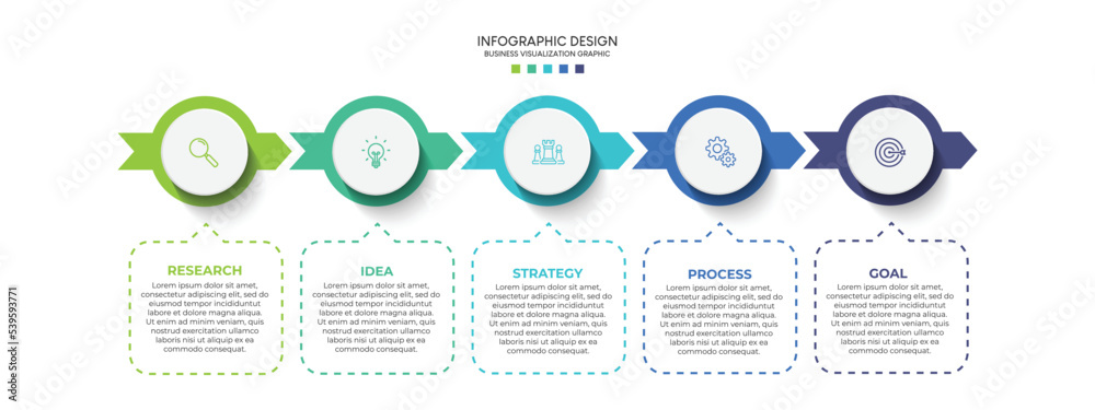 Steps business data visualization timeline process infographic template design with icons