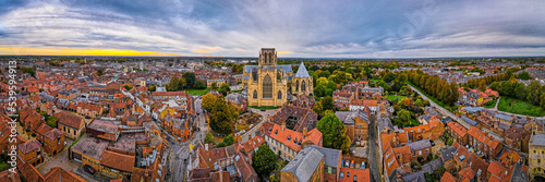 Aerial view of York minster in England