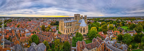 Aerial view of York minster in England