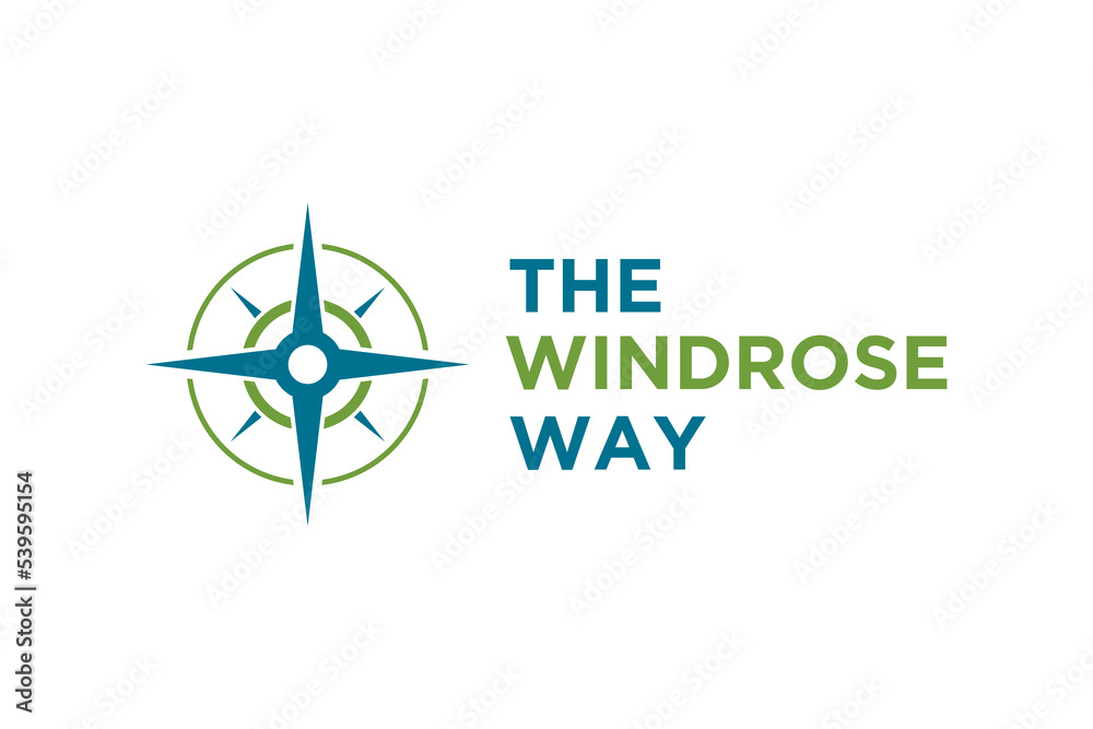 Fototapeta premium Windrose Compass logo design modern direction icon simple minimalist north sign