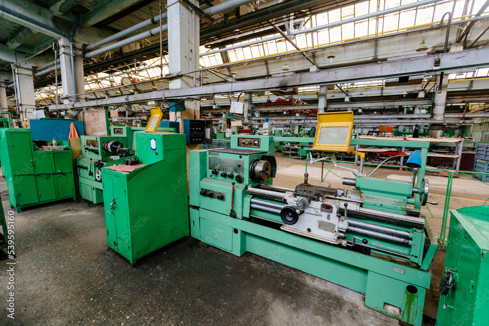 Lathe in the metalworking workshop