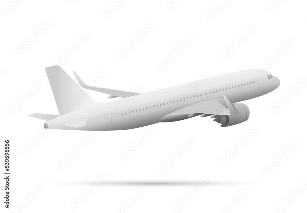 3d plane visualization in bright white color seen from the back side