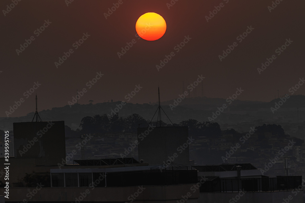 sunset in the city of Belo Horizonte, State of Minas Gerais, Brazil