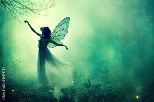 dancing fairy in the forest photo