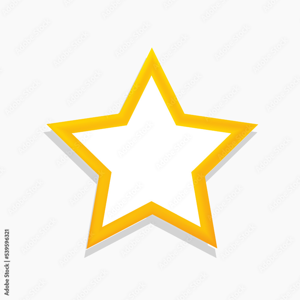 Vector yellow star on a white background with outline style