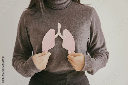 Woman hands holding lung, world tuberculosis day, world no tobacco day, lung cancer,  Pneumonia day, copd, ,organ donation concept