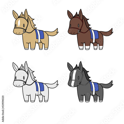 競走馬のイラスト4パターンセット