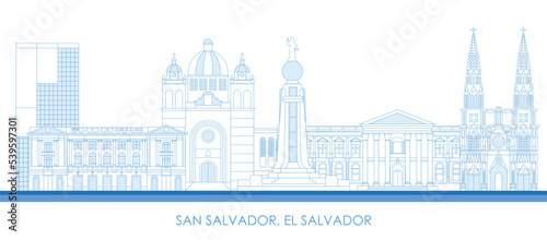 Outline Skyline panorama of city of San Salvador, El Salvador- vector illustration photo