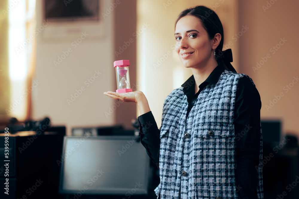 Business Manager Holding an Hourglass Counting Until Deadline Moment. Happy Teacher Measuring Time for Examination Test
Business Manager Holding an Hourglass Counting Until Deadline Moment. Happy Teacher Measuring Time for Examination Test