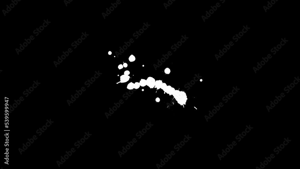 Animated appearance of drops of white paint on a black background Animated appearance of drops of white paint on a black background