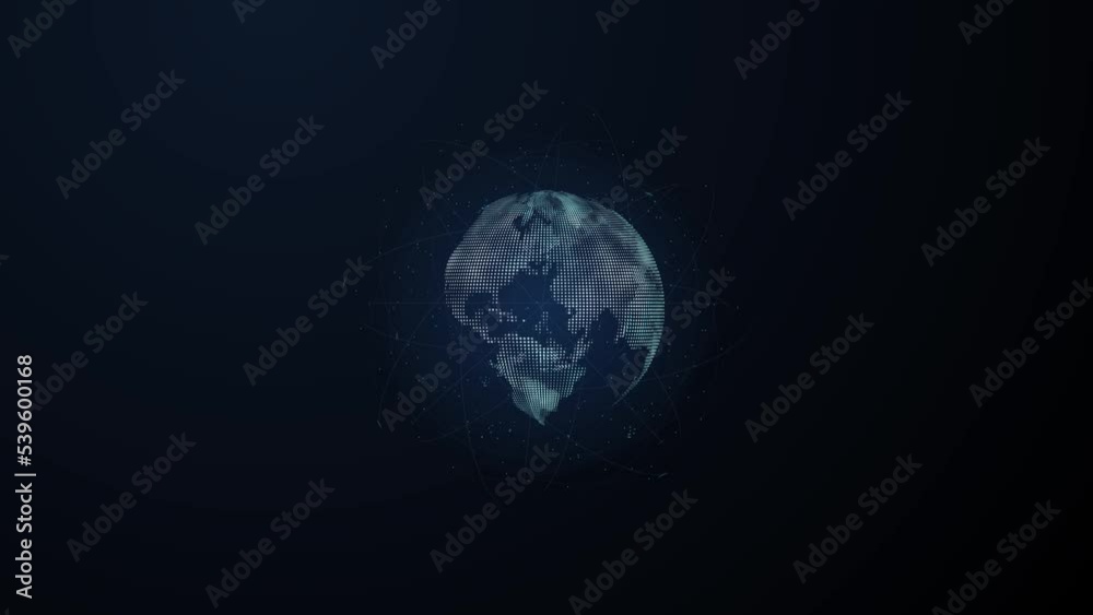 Digital earth 3D Rotation on black background Technology 3D animation objects 
