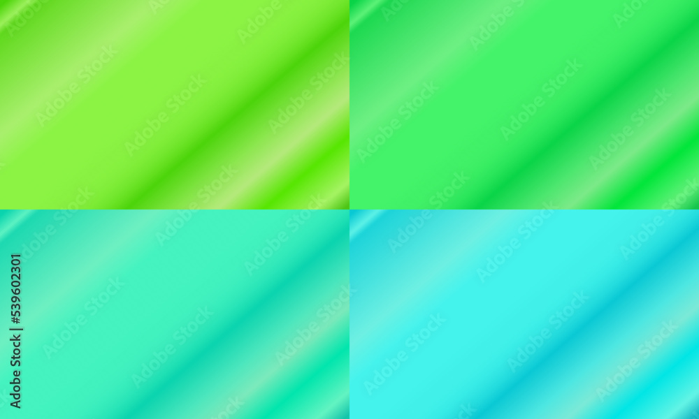 Four sets of shining diagonal gradient. abstract, modern, colorful style. green, pastel blue. great for background, wallpaper, card, cover, poster, banner, flyer