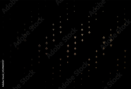 Dark Black vector background with cards signs.