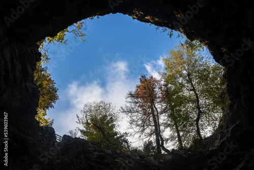View from bottom of the Cave at The Small Natural Bridge - Rakov Skocian National Park Slovenia