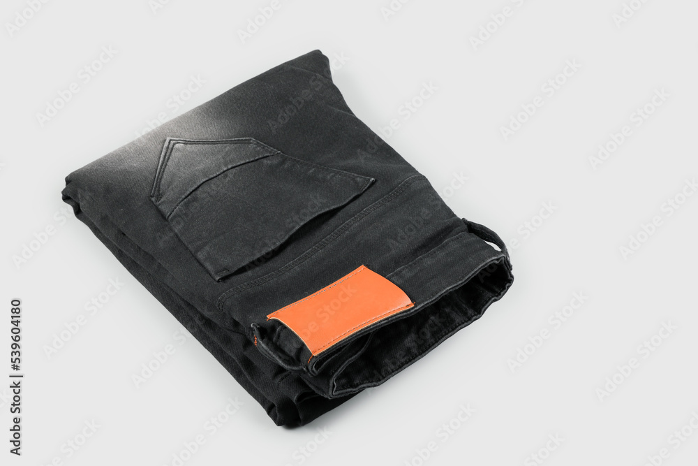 Close up shot of Indian made black jean