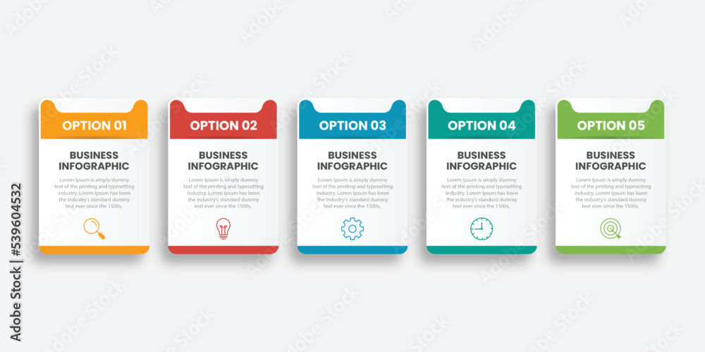 Business infographic thin line process with square template design with icons and 5 options or steps. Vector illustration.