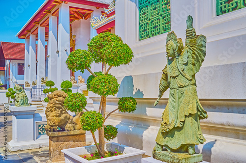 The stone sculptures in Wat Bowonniwet Vihara temple, Bangkok, Thailand photo