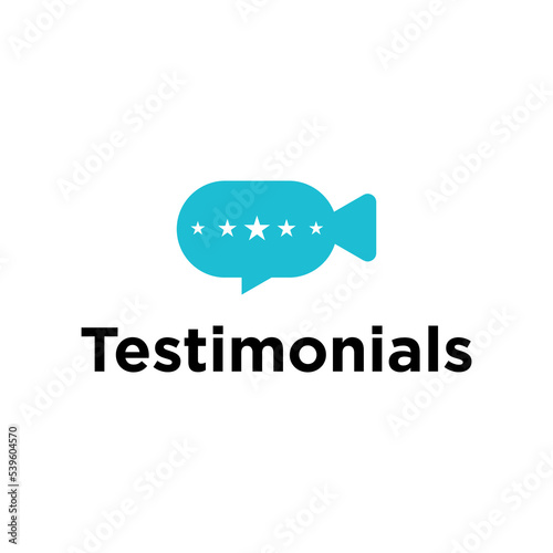 Testimonials with Play Icon Logo Design Template