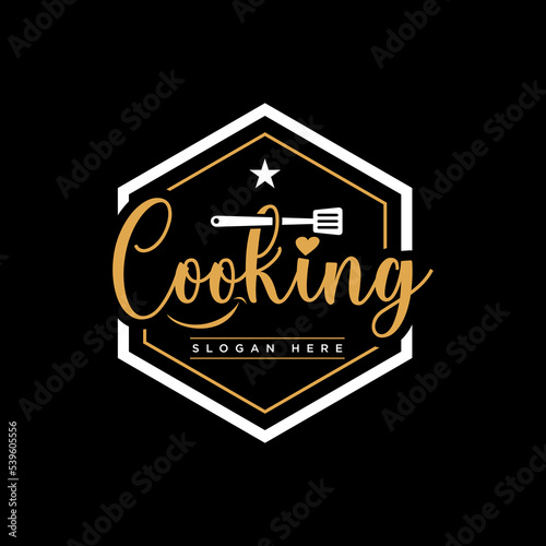 Bakery, cooking and Home baking lettering logo design template