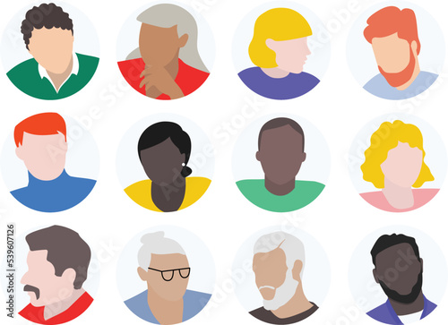Pack of twelve Avatar Diverse People Icon Personas 