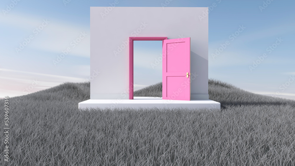 Meadow in the room. 3D illustration, 3D rendering Meadow in the room. 3D illustration, 3D rendering