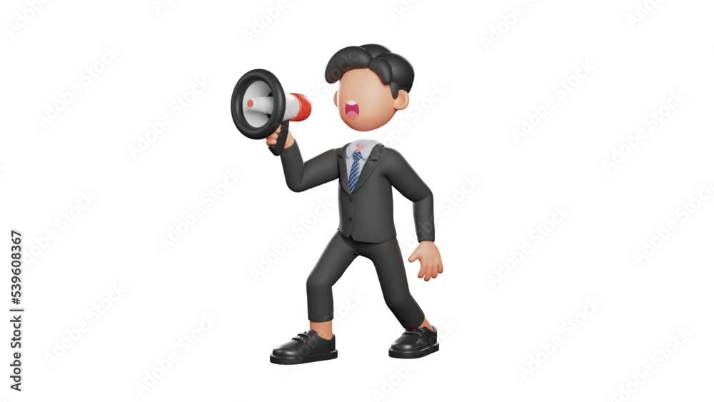 3d businessman character holding a megaphone 3d businessman character holding a megaphone