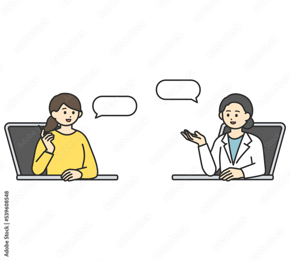 オンライン診療のイメージイラスト素材