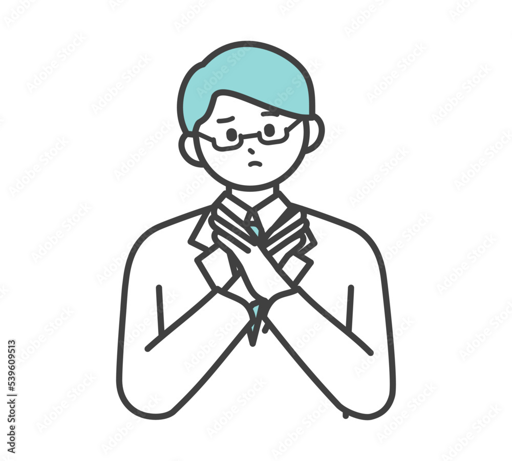 医療従事者手がばつのジェスチャーをするイラスト素材 医療従事者手がばつのジェスチャーをするイラスト素材
