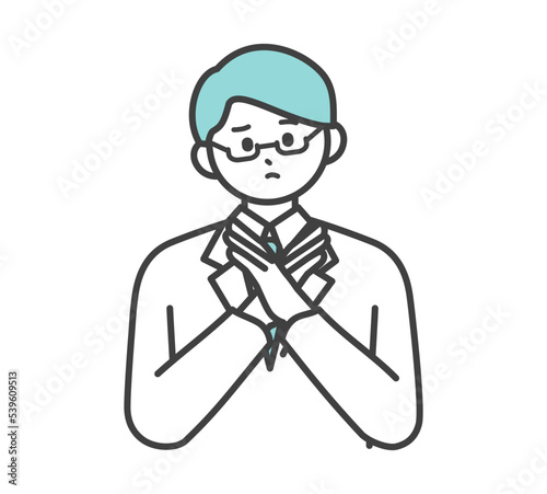 医療従事者手がばつのジェスチャーをするイラスト素材