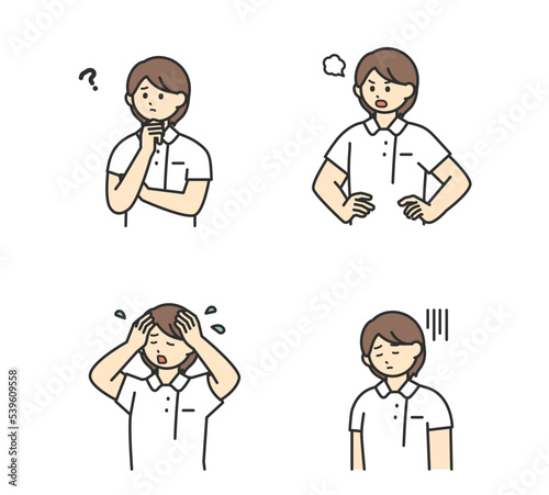 医療従事者の表情とジェスチャーのイラスト素材