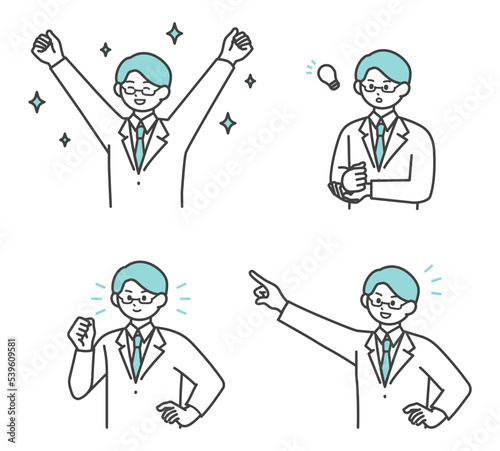 医療従事者の表情とジェスチャーのイラスト素材