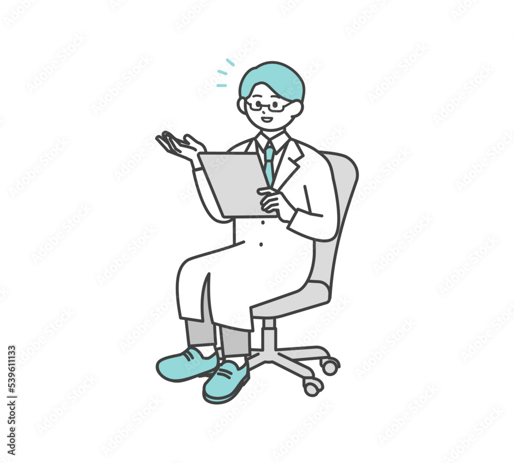 椅子に座る医師のイラスト素材