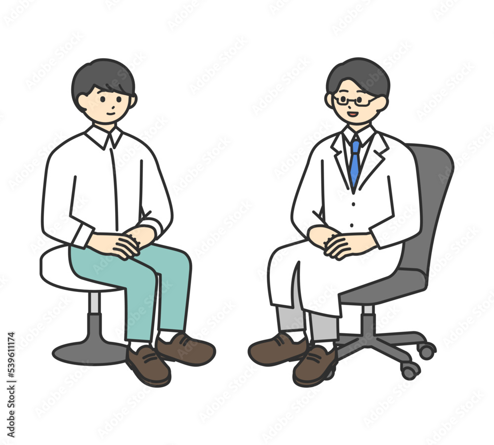 若い男性を診断する医師のイラスト素材 若い男性を診断する医師のイラスト素材