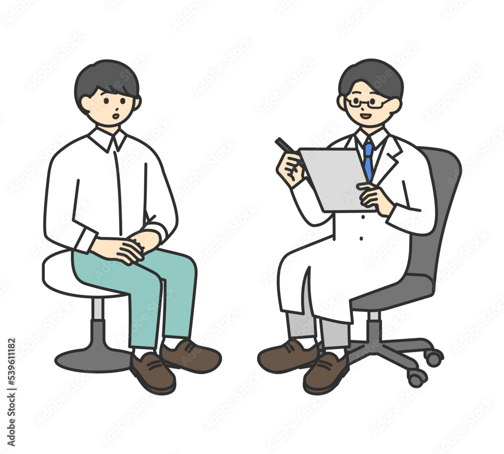 若い男性を診断する医師のイラスト素材