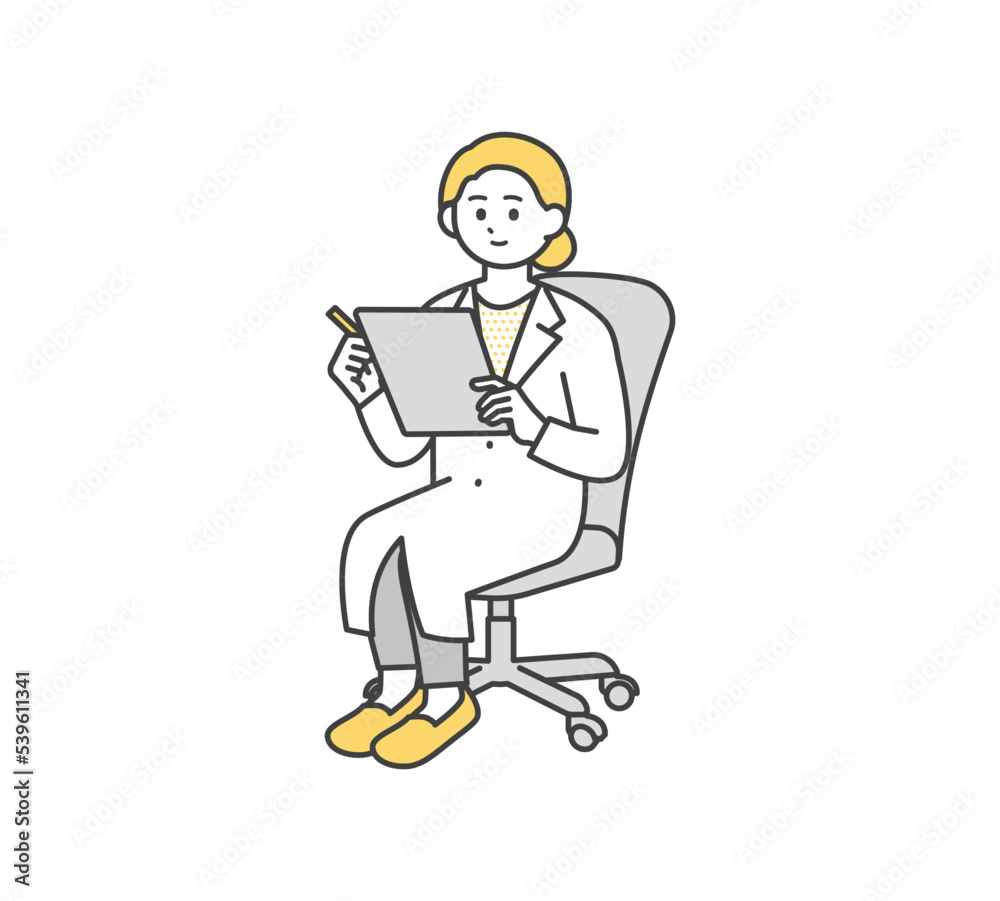 椅子に座る医師のイラスト素材 椅子に座る医師のイラスト素材