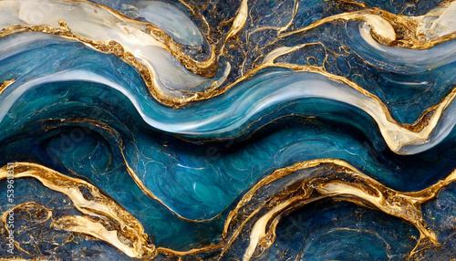 Natural Luxury, Style incorporates the swirls of marble or the ripples of agate, Very beautiful cool powdery blue paint with the addition of gold powder. seamless marble pattern. 3d illustration