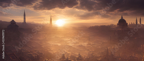 Sun rises on an ancient, powerful city..