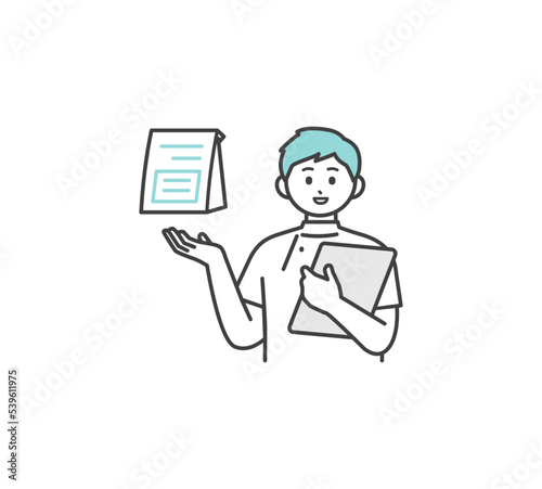 医薬品の説明をする医療従事者のイメージイラスト素材