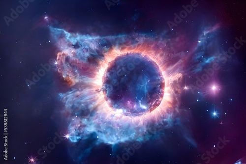 A massive supernova explodes in space.