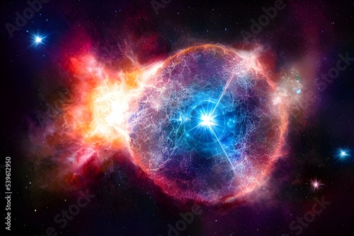A massive supernova explodes in space.