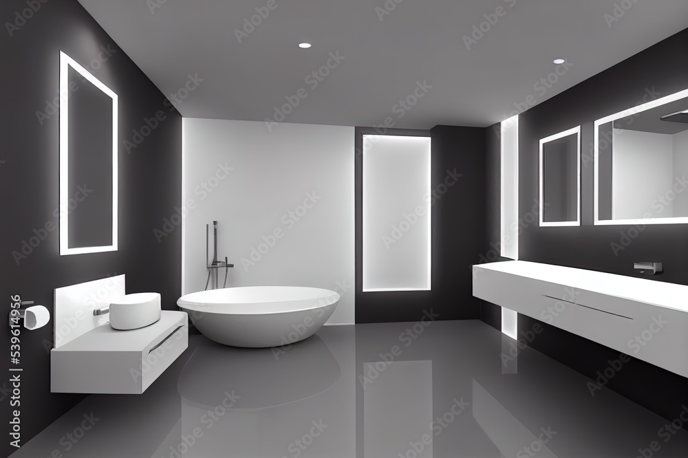 Fototapeta premium mock up bathroom in a modern style 3d
