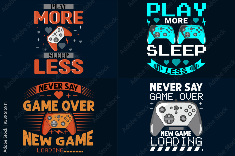 Gaming t-shirt design Bundle, Vector gamer t-shirt Set