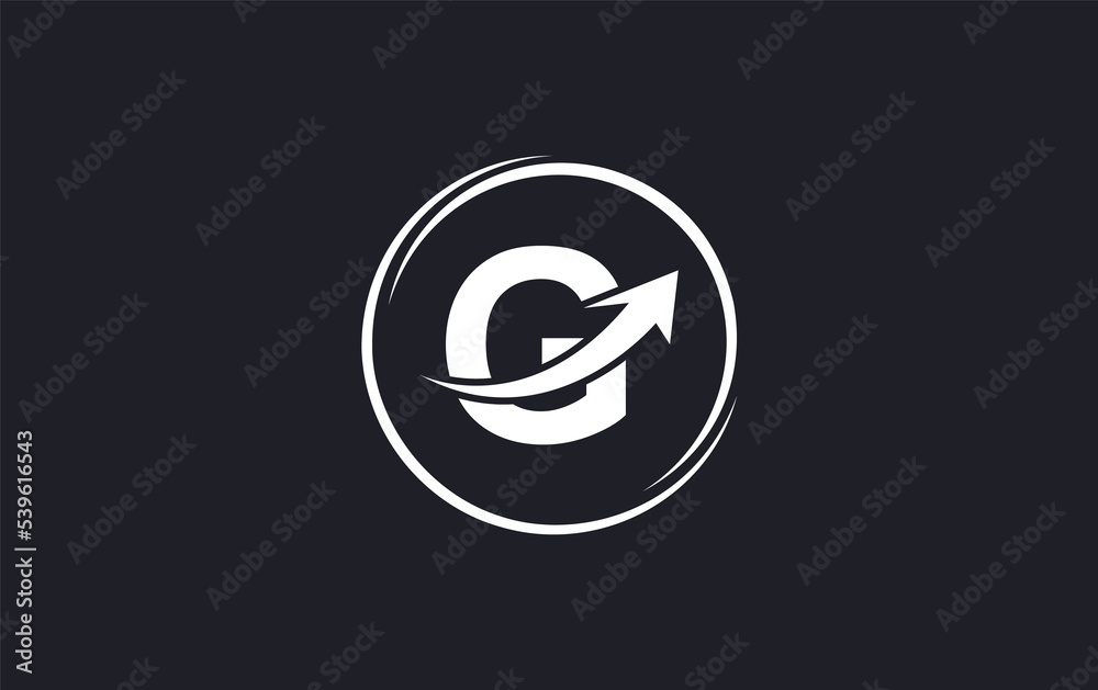 Growth arrow icon and financial circle logo design with the letters and alphabets Growth arrow icon and financial circle logo design with the letters and alphabets