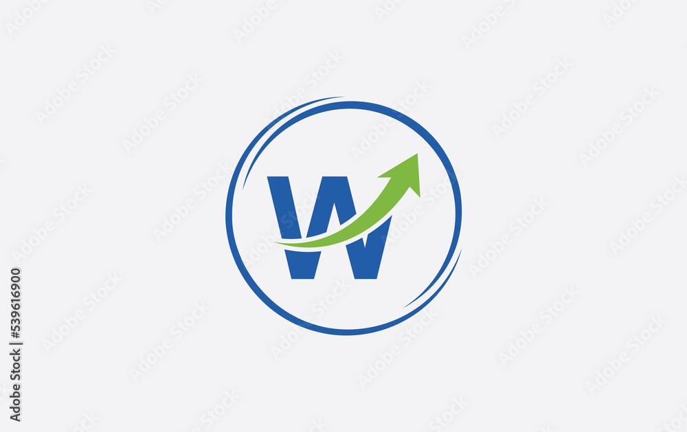 Growth arrow icon and financial circle logo design with the letters and alphabets Growth arrow icon and financial circle logo design with the letters and alphabets