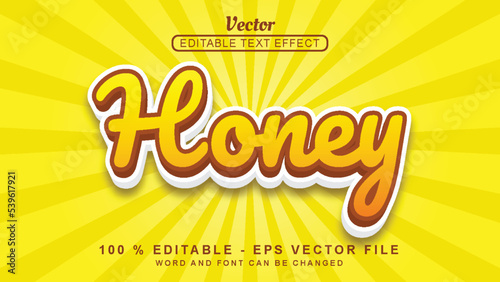 Editable 3d text effect orange honey style isolated on yellow background