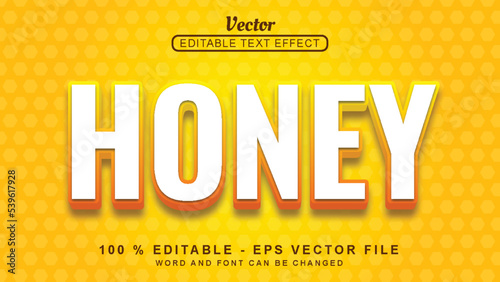 Editable 3d text effect white honey style isolated on orange background