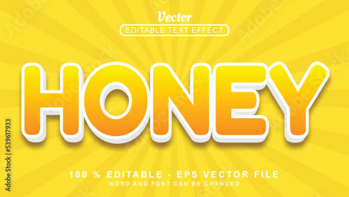 Editable 3d text effect orange honey modern style isolated on orange background